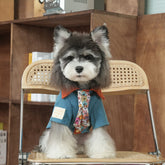 HK style corduroy lapel shirt with retro tie for out wearing